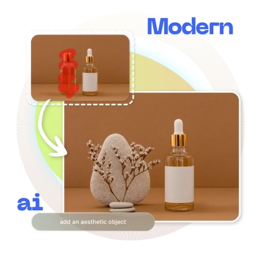 Product scene improved by replacing clutter with cohesive elements.